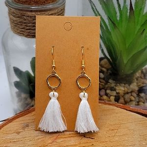 2/$12 white tassle earrings